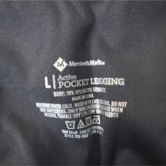 Members Mark Active Pocket Leggings Large Black High Waist Side Pockets - Picture 4 of 5